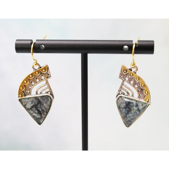 Silver with Gold Accent Fashion Earrings E151 - Picture 3 of 3